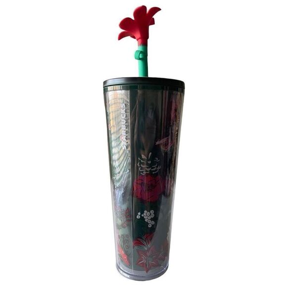 NWT 2022 Venti Woodland Berry Tumbler W/ Silicon Flower Straw Topper - Picture 7 of 7